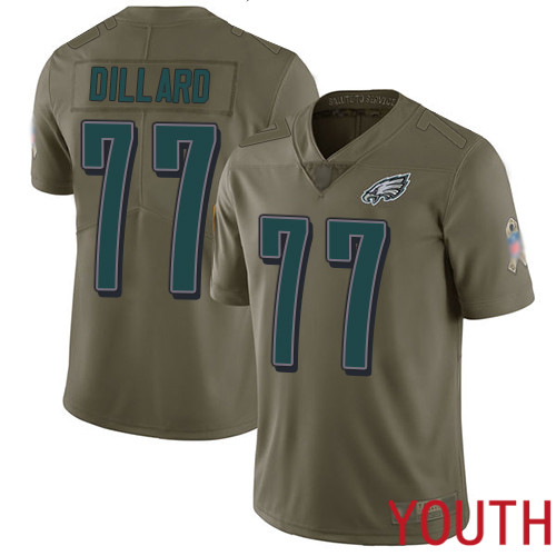 Youth Philadelphia Eagles #77 Andre Dillard Limited Olive 2017 Salute to Service Football NFL Jersey->youth nfl jersey->Youth Jersey